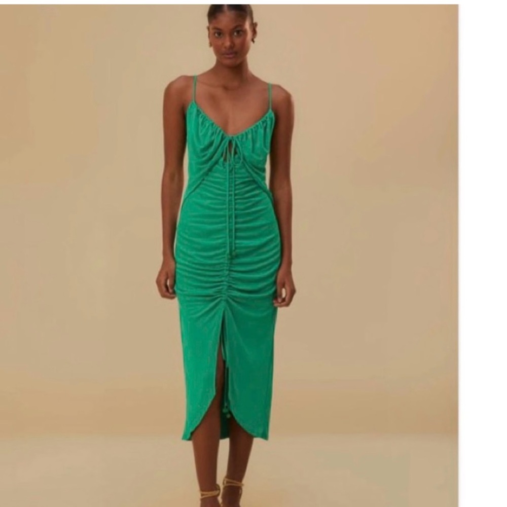 Farm Rio green midi dress